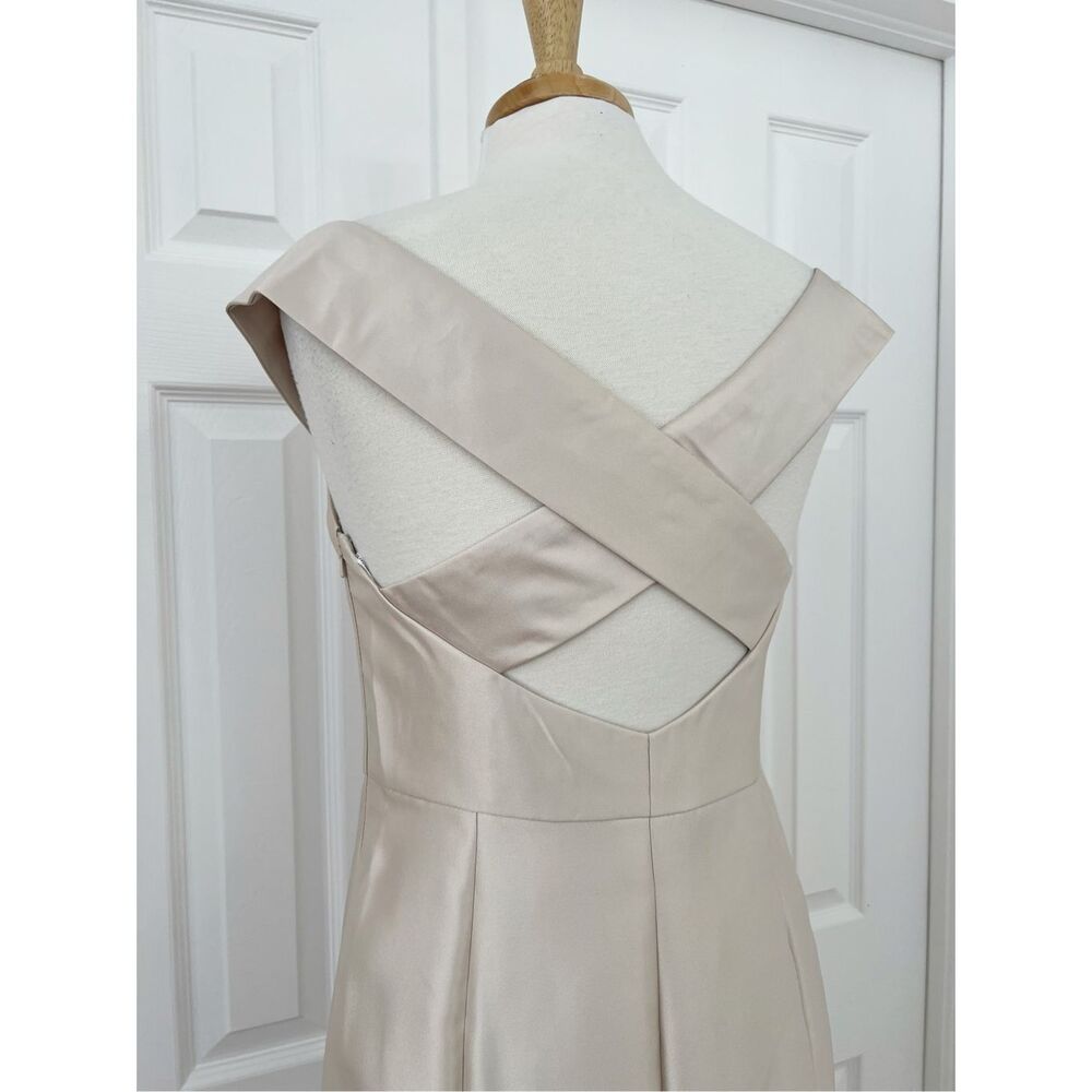 ALFRED SUNG Ivory Off-Shoulder Satin Maxi Dress - Picture 6 of 8